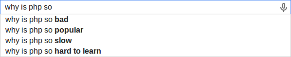PHP is bad, popular, slow and hard to learn