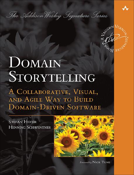 Domain Storytelling, by Henning Schwentner Book cover for Domain Storytelling